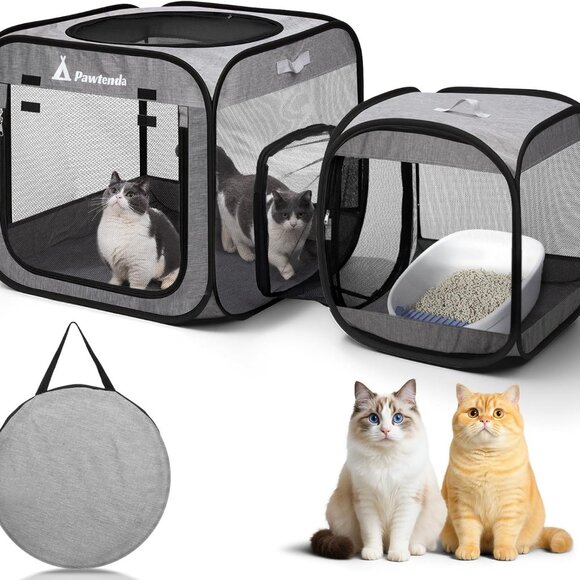 Portable Cat Playpen,Foldable Cat Cage,Enclosed Cat Tent for Indoor Outdoor - Picture 2 of 7